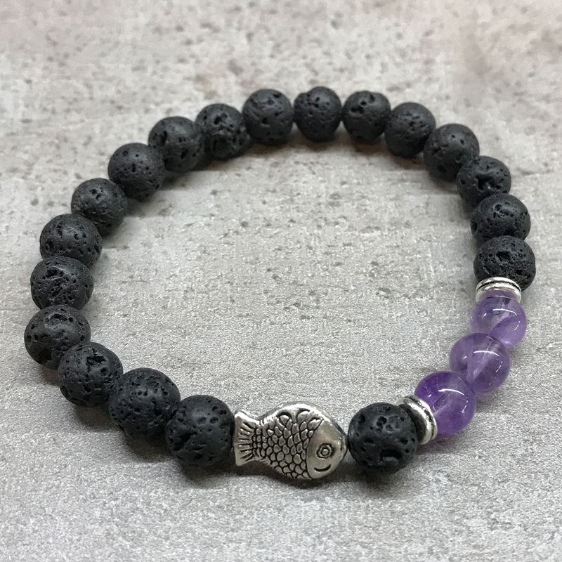 Lava-Steinarmband - Fisch Amethyst