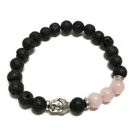 Lava-Steinarmband - Buddha-Rosenquarz