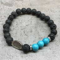 Lava-Steinarmband - Blatt Türkis