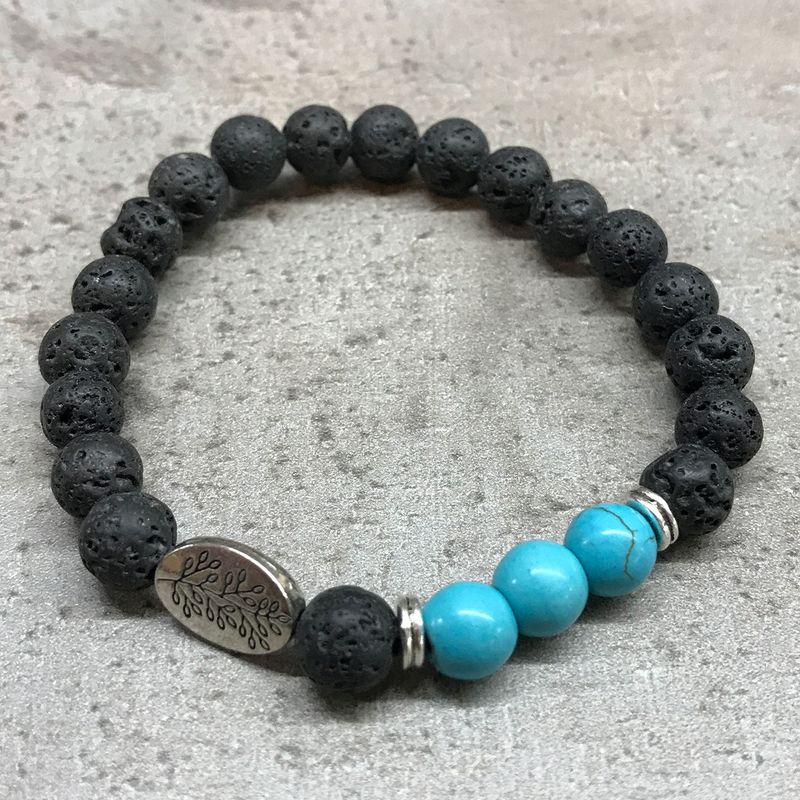 Lava-Steinarmband - Blatt Türkis