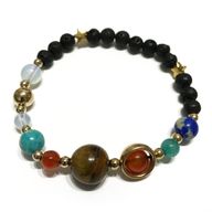 Lava-Steinarmband - Gold Sonnensystem