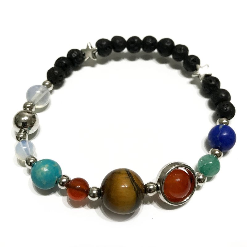Lava-Steinarmband - Silber Sonnensystem