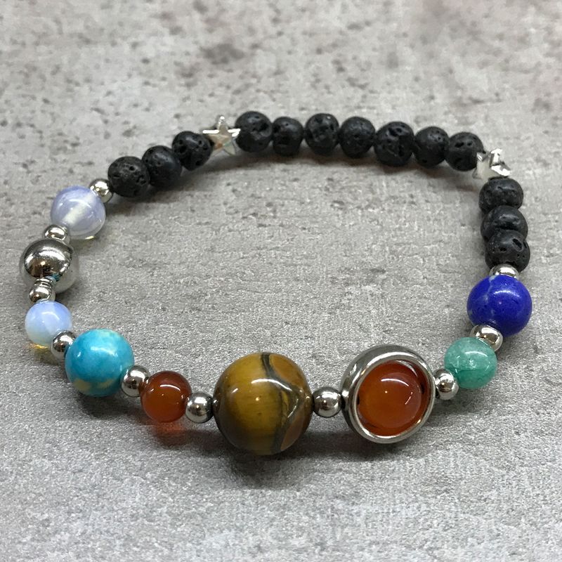 Lava-Steinarmband - Silber Sonnensystem