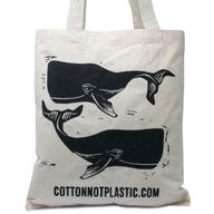 Große Baumwolltasche 38x42 'schwarze Wale'