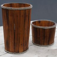 Großer hölzerner Dekokübel - Braun 45x32cm