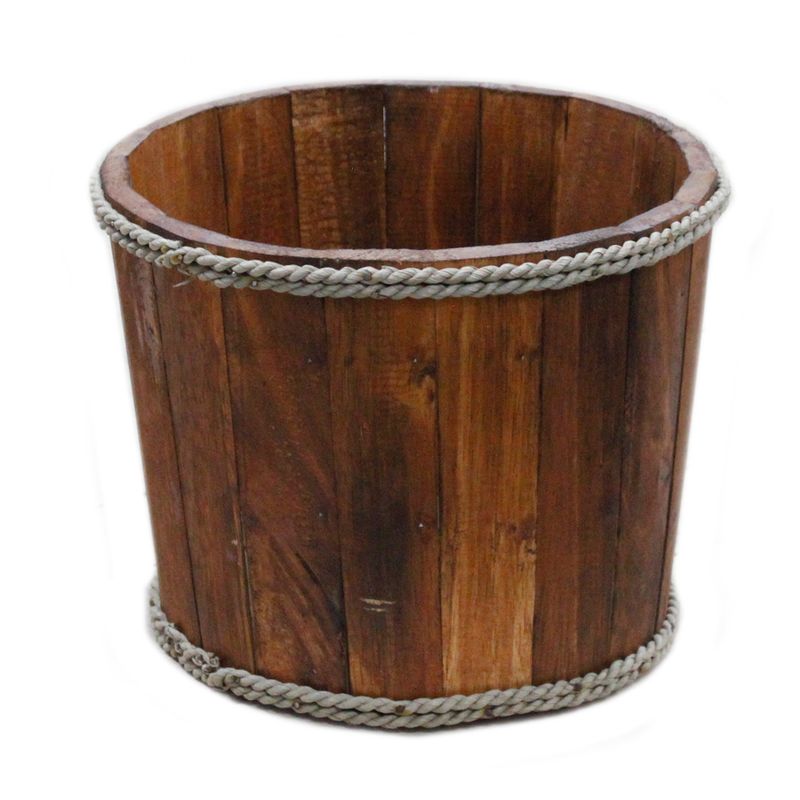 Kleiner hölzerner Dekokübel - Braun 21x29cm