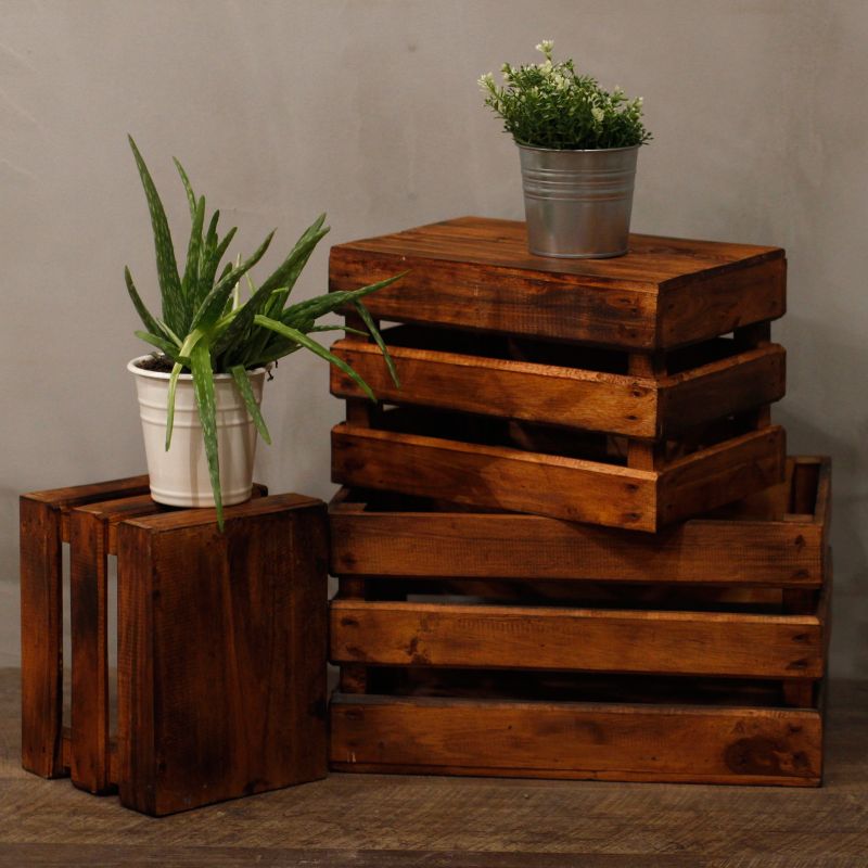 3er Holzbox Set - Braun