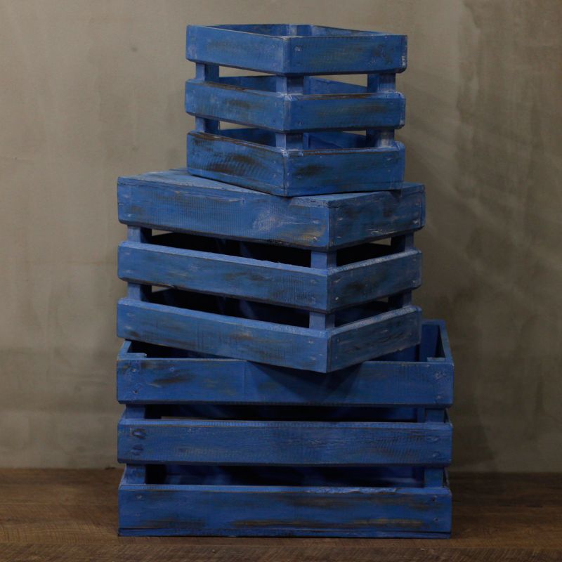 3er Holzbox Set - Blau