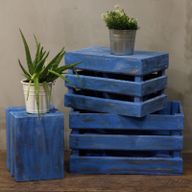 3er Holzbox Set - Blau