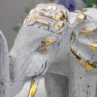 Geschnitzte Holzelefanten - Weiß & Gold