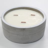 Sojawachskerze mit 3 Holzdochten - Patschuli und Bernstein