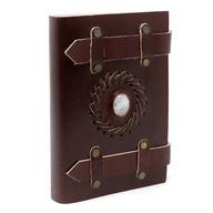 Ledernotizbuch - Mondstein mit Gürteln 15x10 cm
