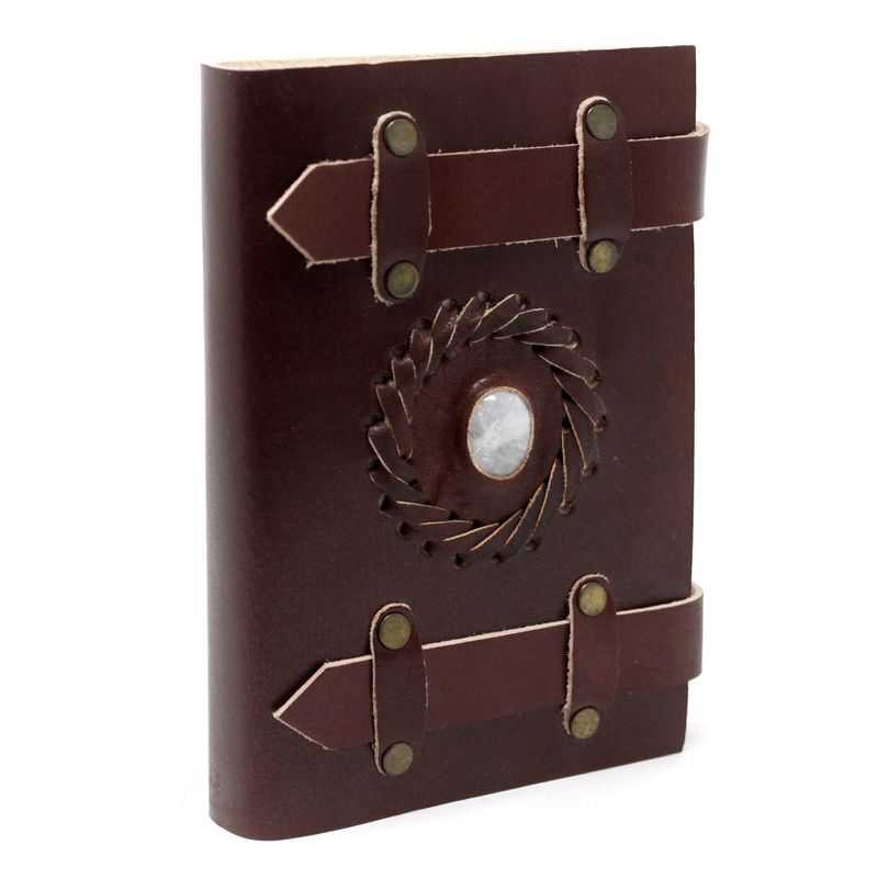 Ledernotizbuch - Mondstein mit Gürteln 15x10 cm