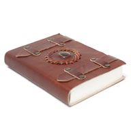 Ledernotizbuch - Tigerauge mit Gürteln 15x10 cm