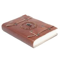 Ledernotizbuch - Schwarzer Onyx mit Gürteln 15x10 cm