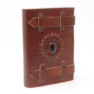 Ledernotizbuch - Schwarzer Onyx mit Gürteln 15x10 cm