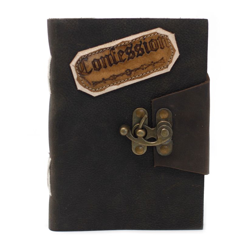 Ledernotizbuch schwarz "Confession" (18x13 cm)