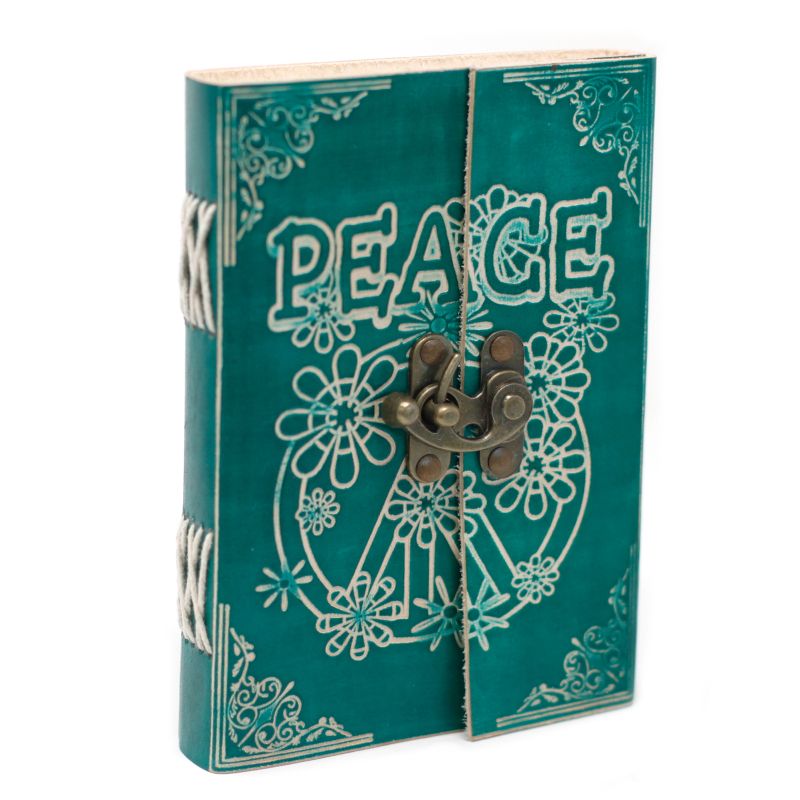 Ledernotizbuch grün "Peace" (18x13 cm)