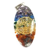 Orgonit Power Anhänger- 7 Stein-Chakra-Baum-Oval