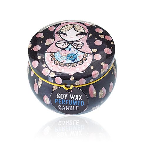 Sojawachskerze in Zinndose - Matroschka "Dolly Blue"