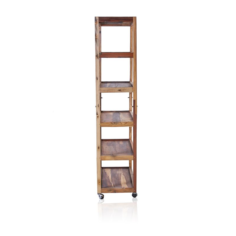 Sechs Fächerregal mit Rollen - Recycling Holzmöbel 180x79x37cm