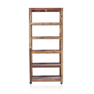 Sechs Fächerregal mit Rollen - Recycling Holzmöbel 180x79x37cm