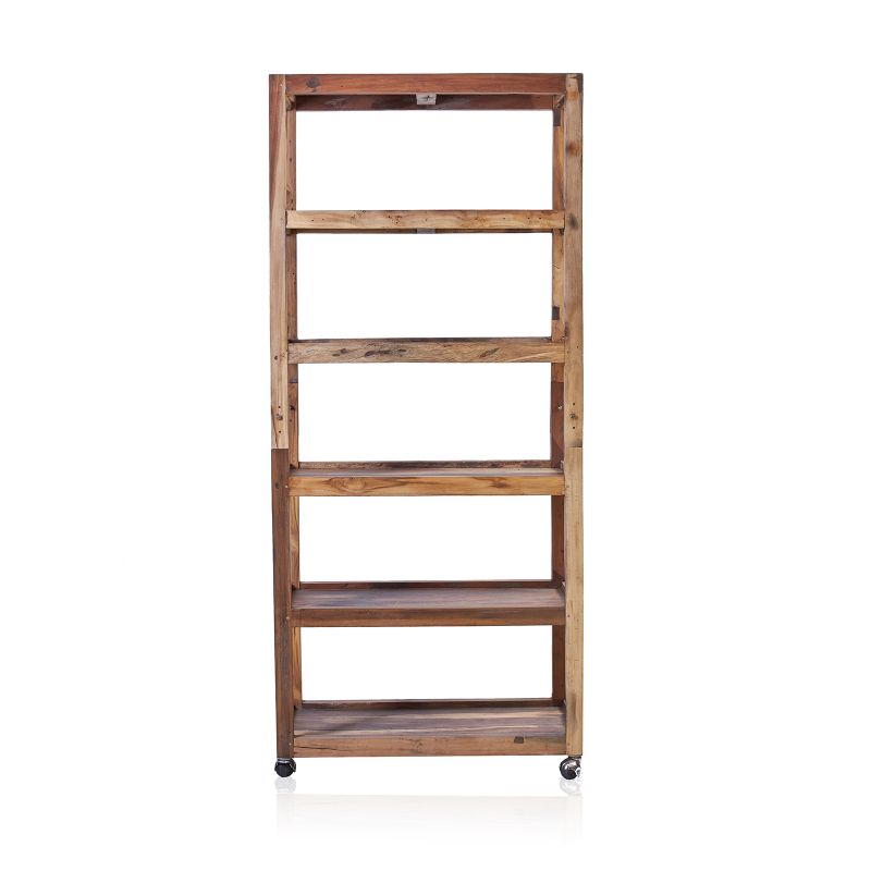 Sechs Fächerregal mit Rollen - Recycling Holzmöbel 180x79x37cm