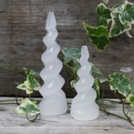 Selenit Spiral -Einhornhorn-Turm - 10 cm