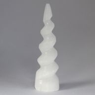 Selenit Spiral -Einhornhorn-Turm  - 15 cm