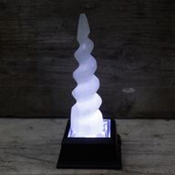 Selenit Spiral -Einhornhorn-Turm  - 15 cm