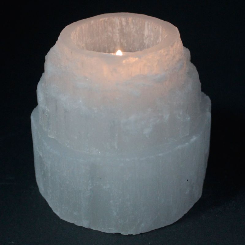 Kerzenhalter aus Selenit "Bergspitze" 8 cm