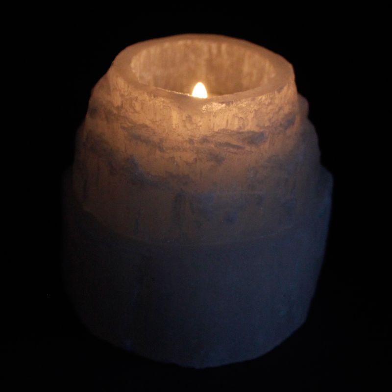 Kerzenhalter aus Selenit "Bergspitze" 8 cm