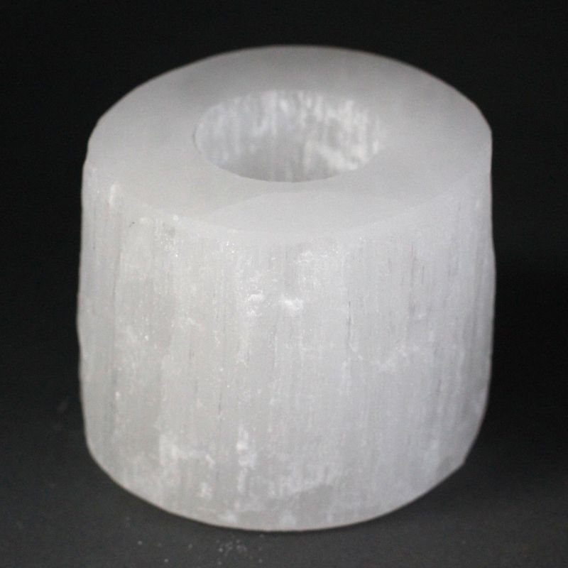 Kerzenhalter aus Selenit "Zylinder" 8 cm