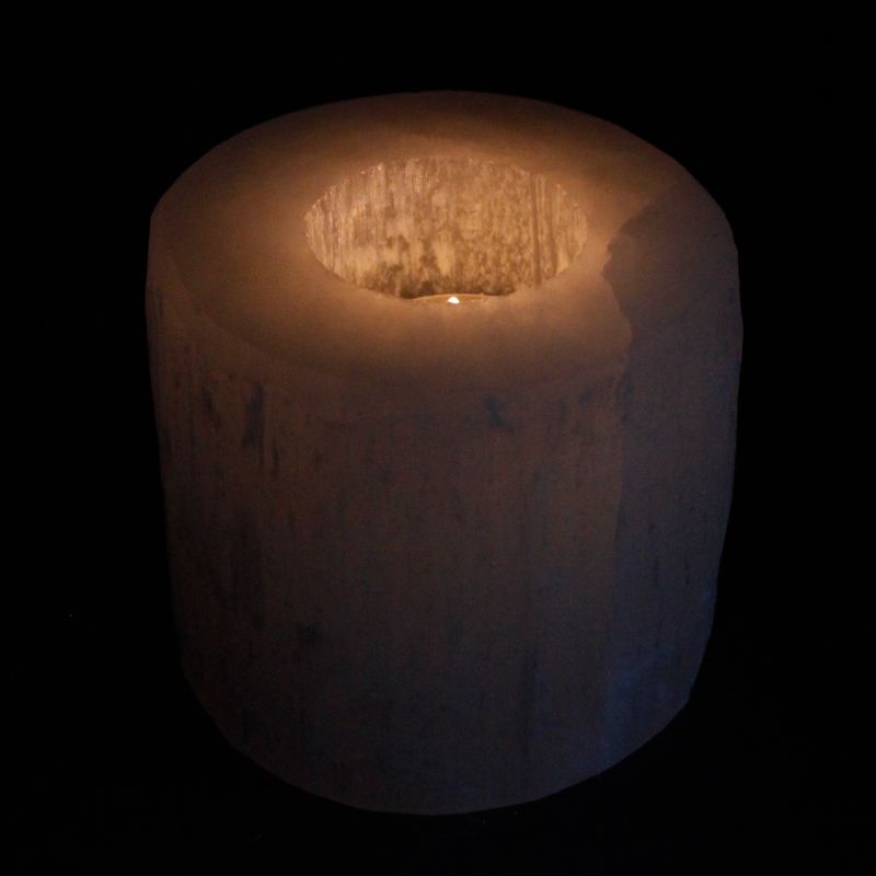 Kerzenhalter aus Selenit "Zylinder" 8 cm