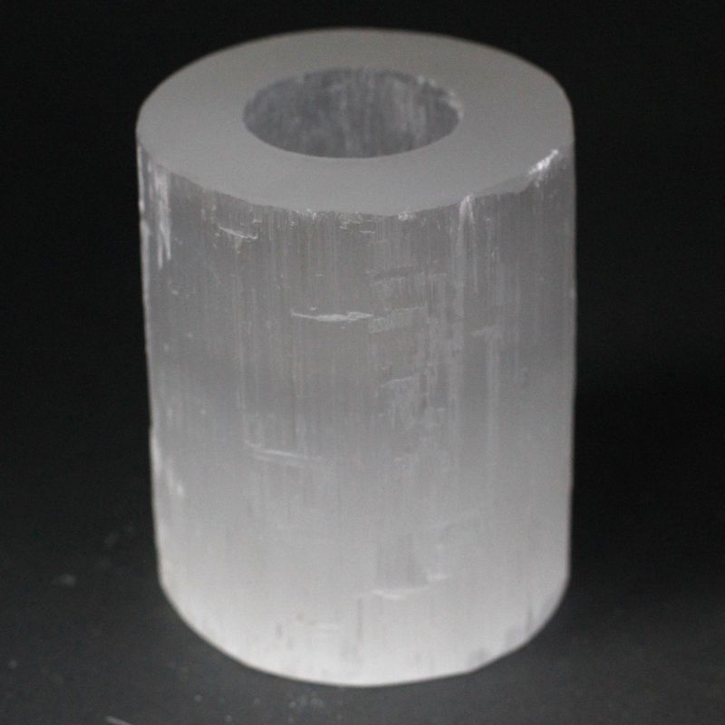 Kerzenhalter aus Selenit "Zylinder" 10 cm