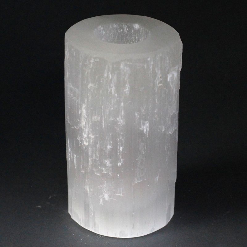 Kerzenhalter aus Selenit "Zylinder" 15 cm