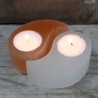 Kerzenhalter aus Selenit "Yin & Yang"
