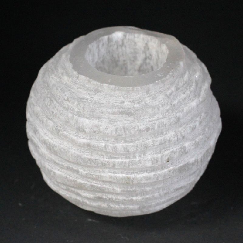 Kerzenhalter aus Selenit "Schneeball" 8 cm
