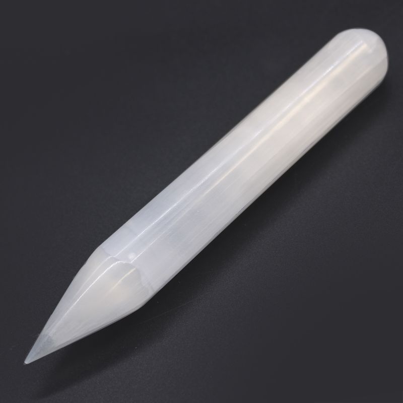 Selenit Zauberstab - 16 cm  (Spitze auf einer Seite)
