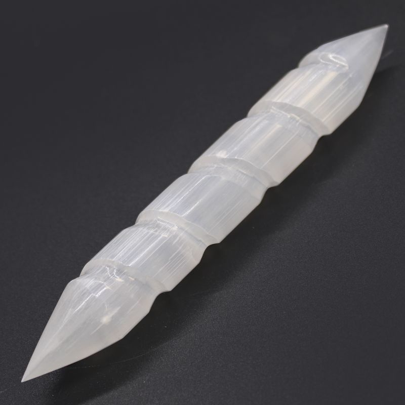 Selenit-Spiralstäbe - 16 cm (Spitze an beiden Seiten)