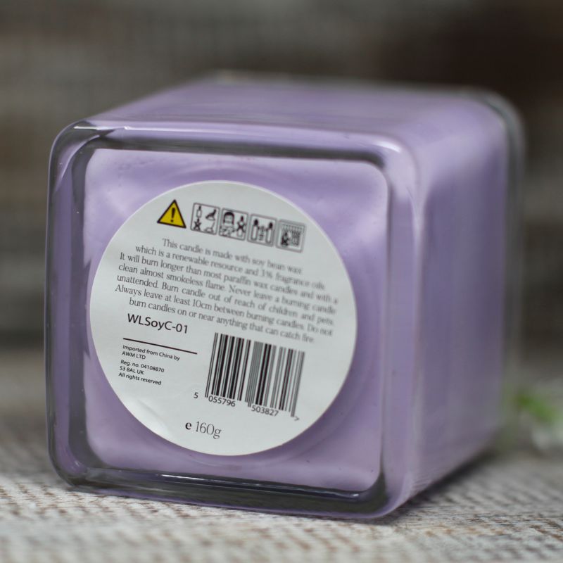 Sojawachskerze in Glas - ohne Etikett "Babypuder"