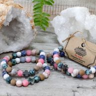 Set mit 2 Edelstein Freundschaftsbänder -Harmonie - Regenbogen-Edelsteine