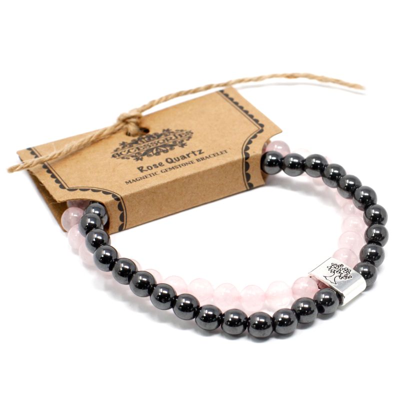 Magnetisches Edelsteinarmband- Rosenquarz