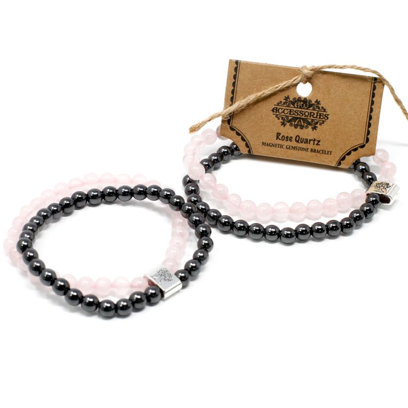 Magnetisches Edelsteinarmband- Rosenquarz