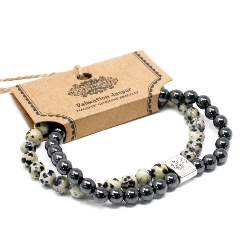 Magnetisches Edelsteinarmband- Dalmatiner Jaspis
