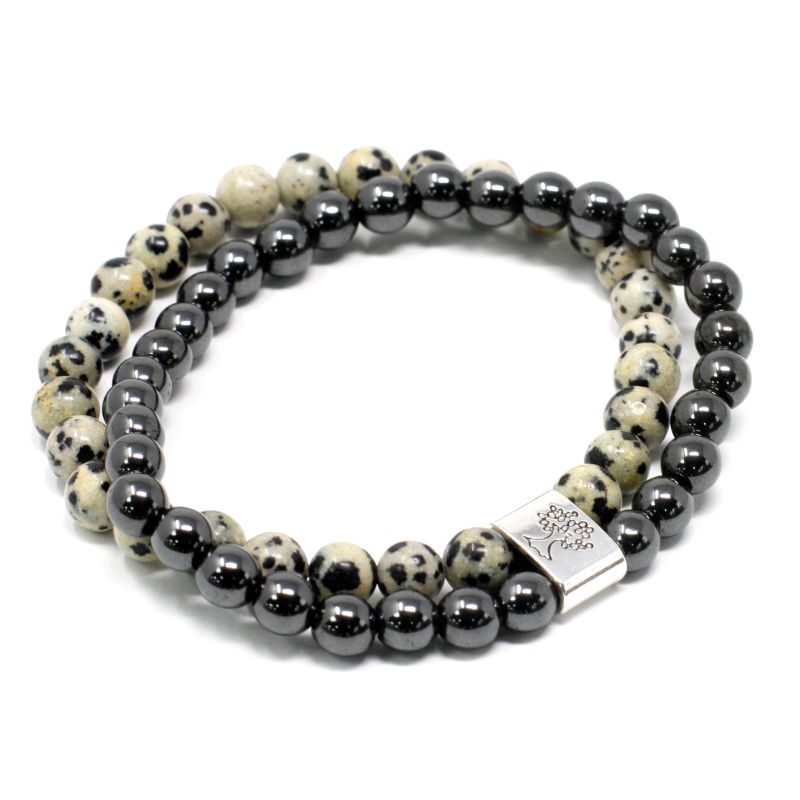 Magnetisches Edelsteinarmband- Dalmatiner Jaspis