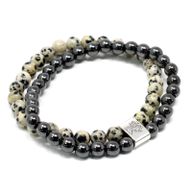 Magnetisches Edelsteinarmband- Dalmatiner Jaspis