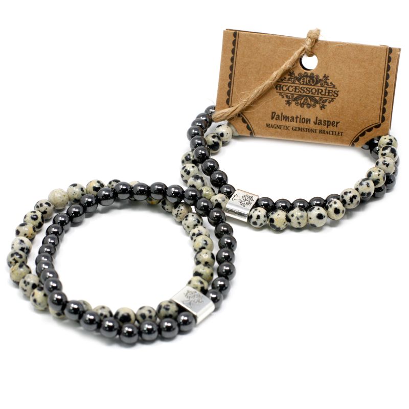 Magnetisches Edelsteinarmband- Dalmatiner Jaspis