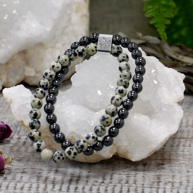 Magnetisches Edelsteinarmband- Dalmatiner Jaspis
