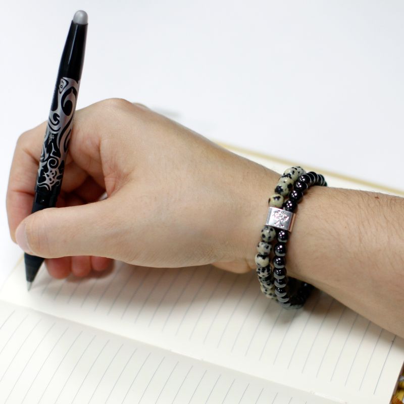Magnetisches Edelsteinarmband- Dalmatiner Jaspis